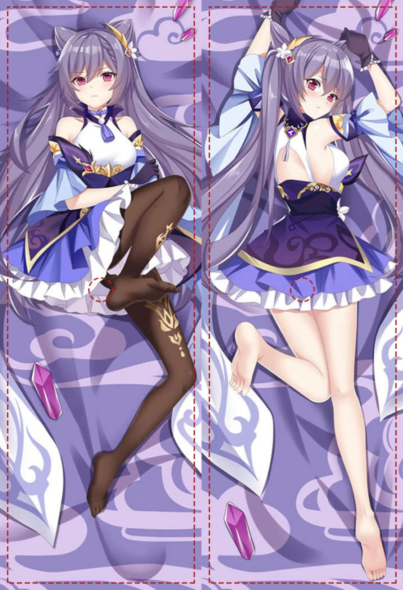 Full-body pillow artwork example with print layout guides