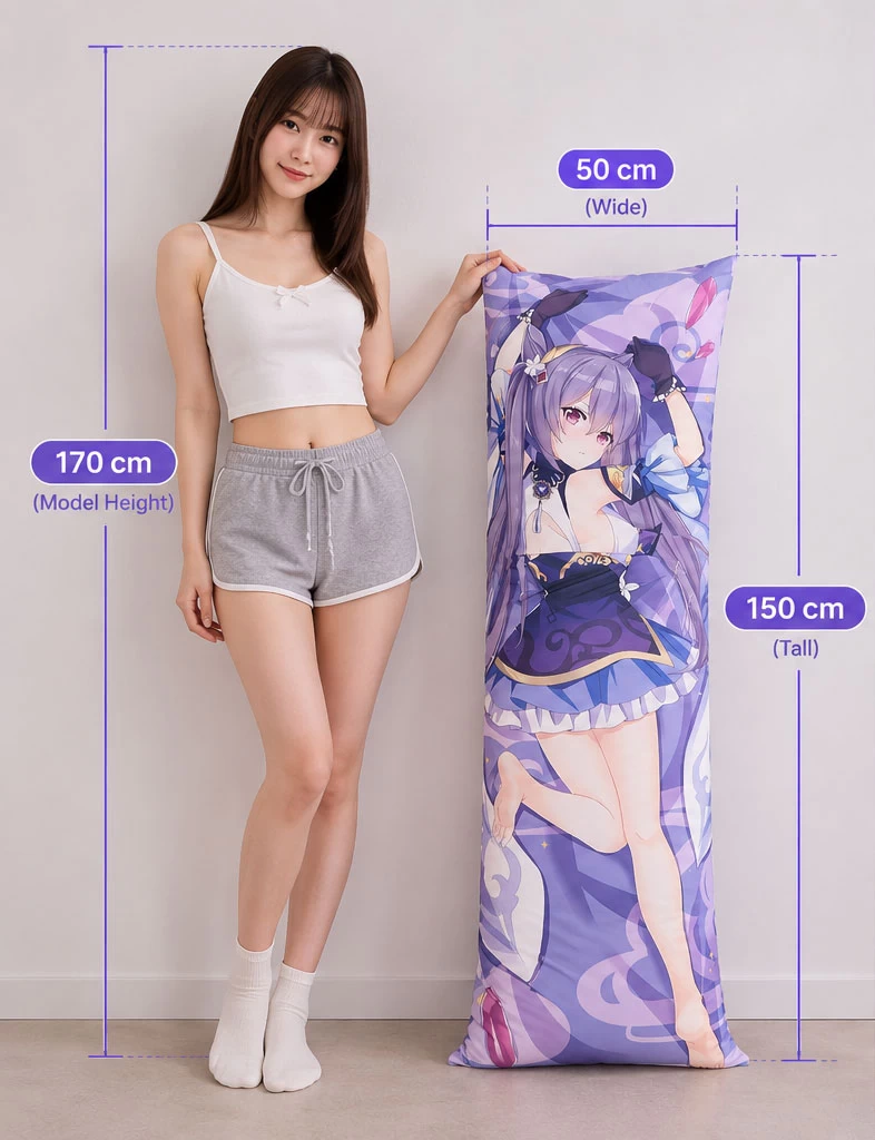 Full-length body pillow with a center opening