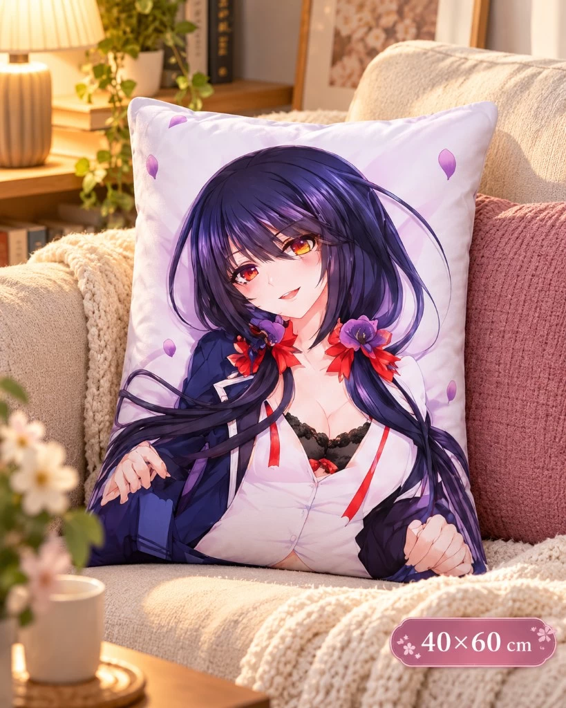 40×60 cm half body anime pillow on a sofa