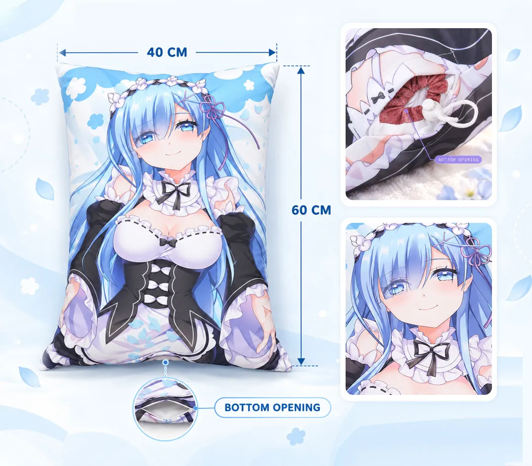 Compact 40 by 60 centimeter Half Body Pillow with bottom opening