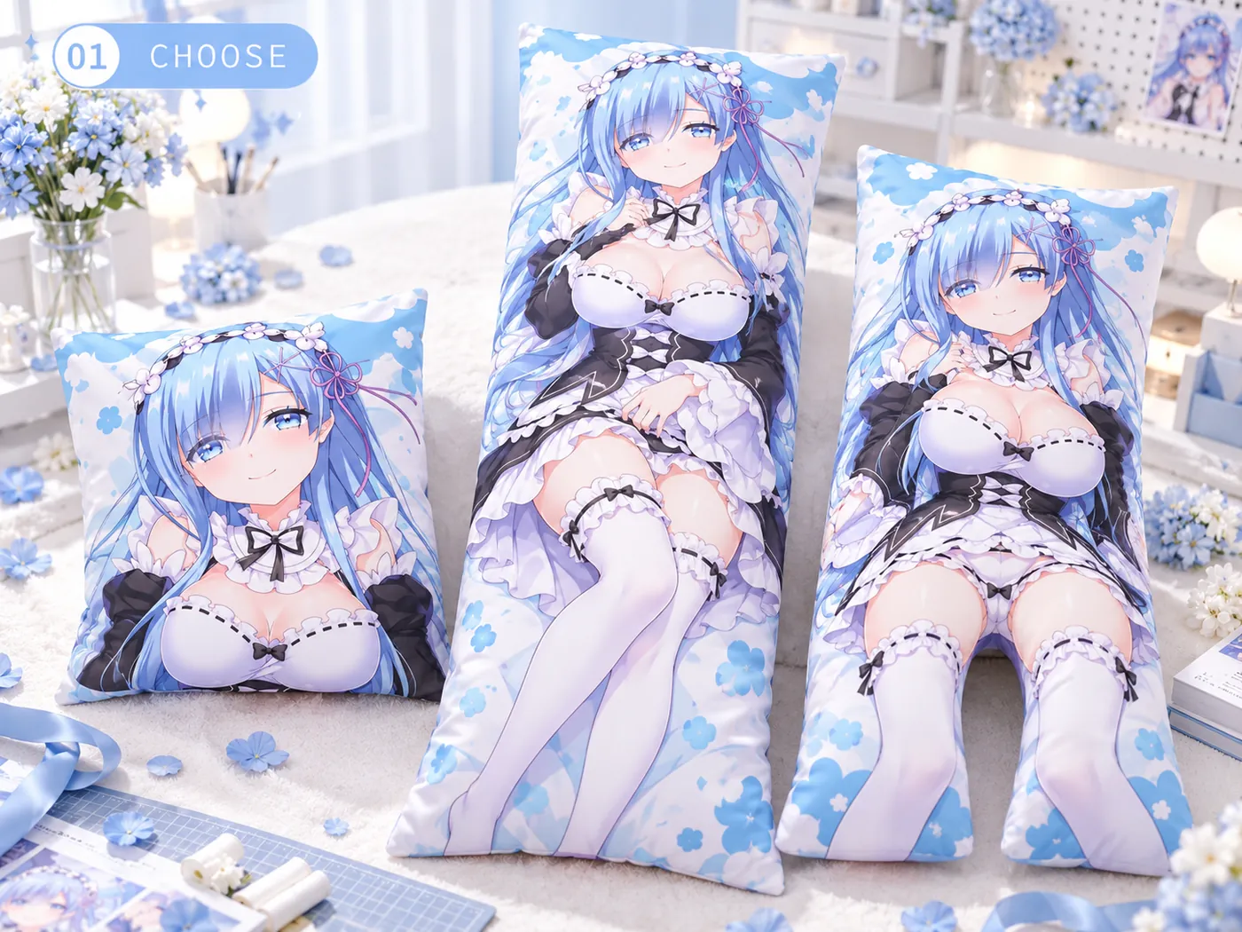 Choosing pillow formats — customization process illustration