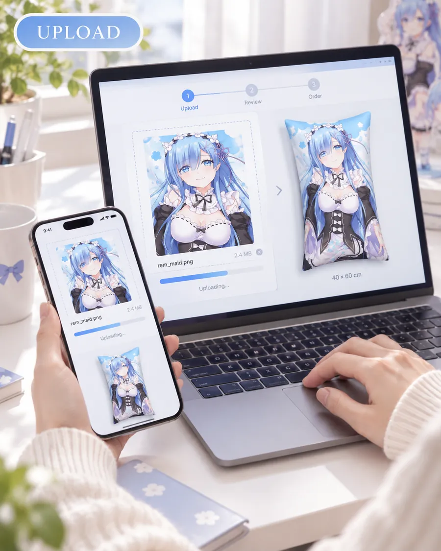 Upload your custom front and back artwork from a phone or computer