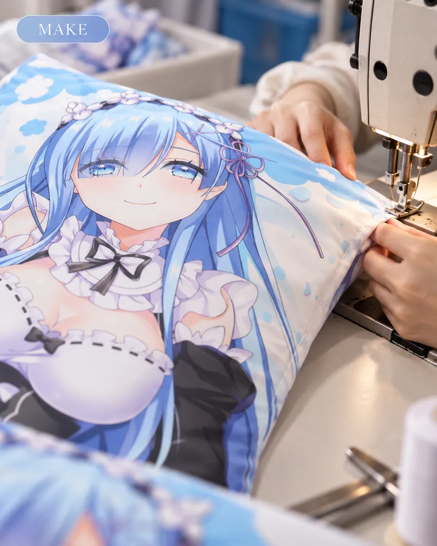 Sew the printed fabric into the finished custom pillow
