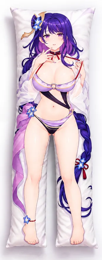 Finished split-leg body pillow with the same character artwork
