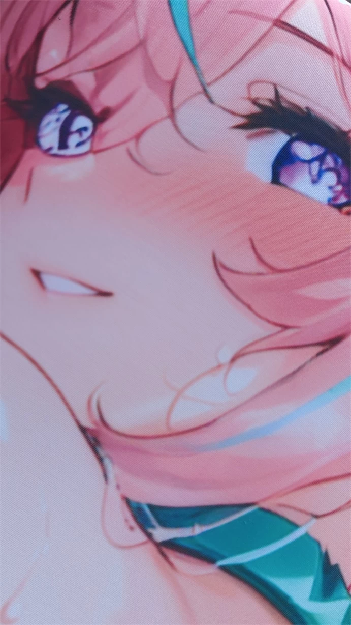 Detailed view of the anime artwork printed on stretch fabric