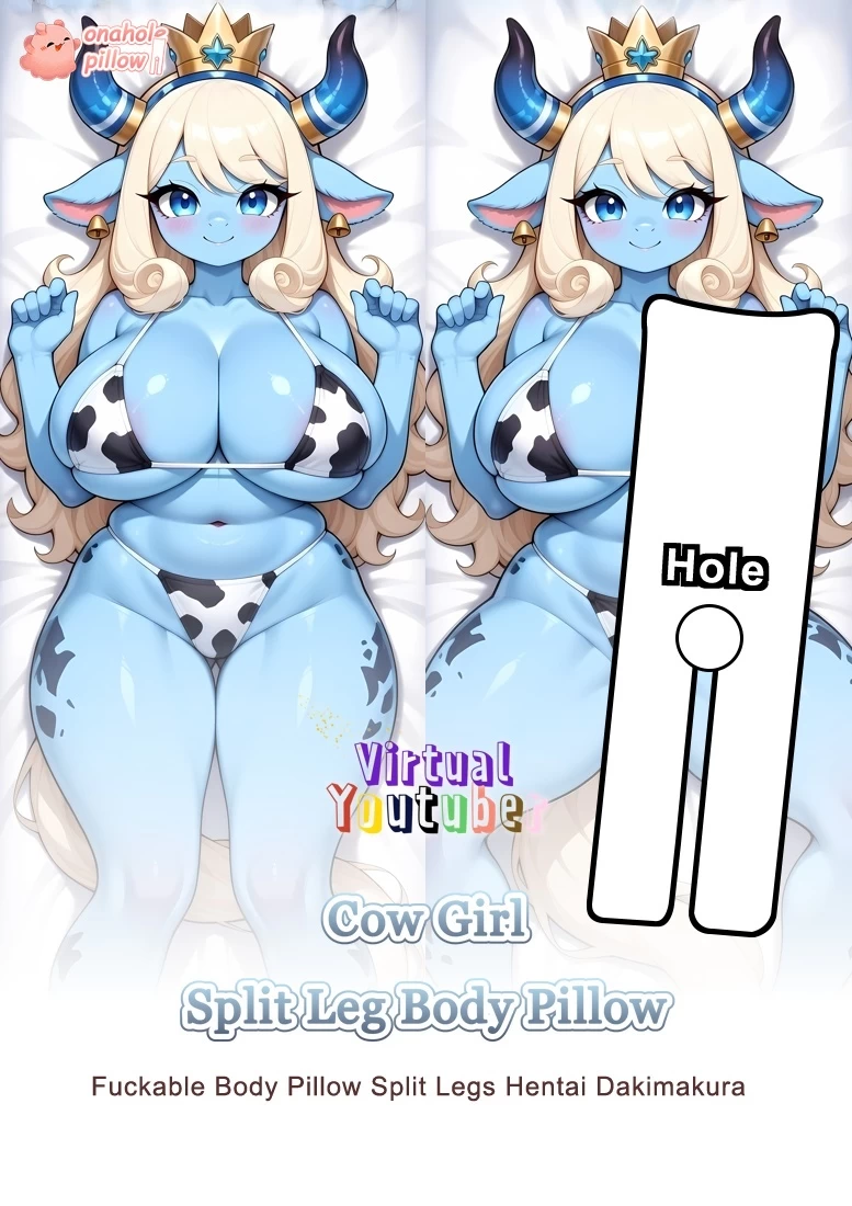 Cow Girl VTuber Between Legs Pillow with Hole