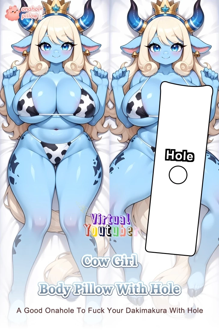 Cow Girl VTuber Full Body Pillow with Onahole Anime Dakimakura