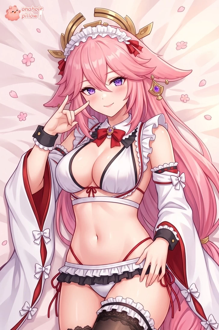Yae Miko Genshin Impact Half Body Torso Pillow with Hole Compact Size