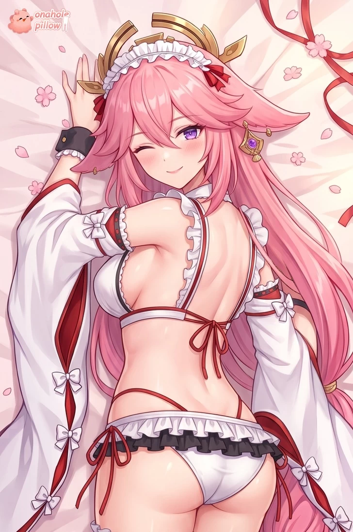 Yae Miko Genshin Impact Half Body Torso Pillow with Hole Compact Size
